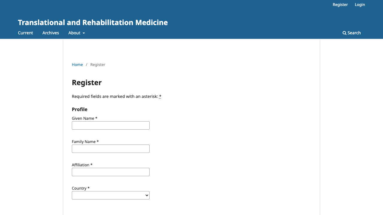 TRM registration form showing profile, login, and privacy fields